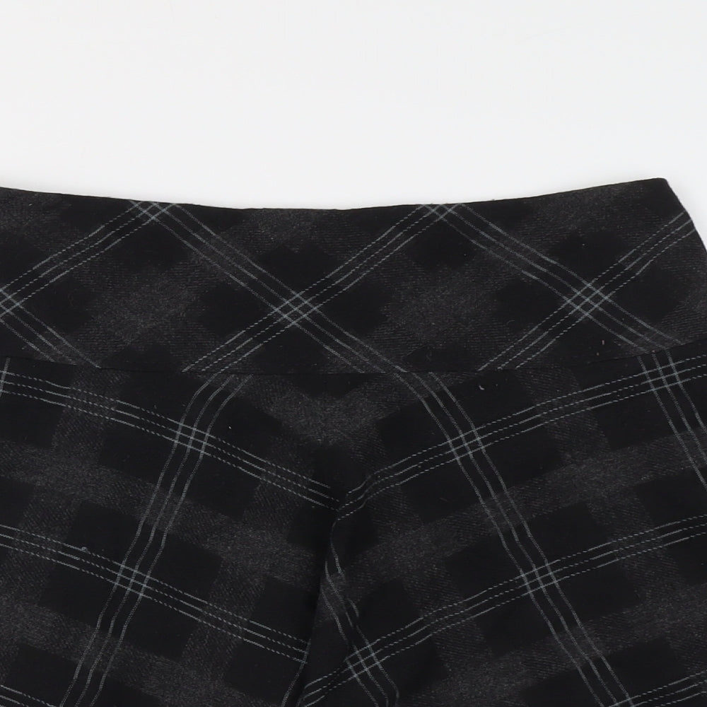 Marks and Spencer Womens Black Plaid Polyester Swing Skirt Size 12 Zip
