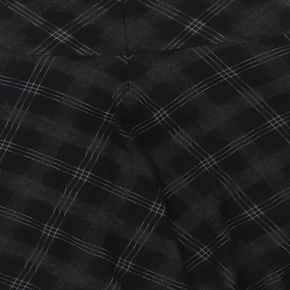 Marks and Spencer Womens Black Plaid Polyester Swing Skirt Size 12 Zip