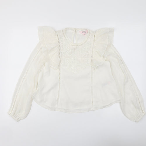 Miss Selfridge Womens Ivory Polyester Basic Blouse Size 4 Round Neck