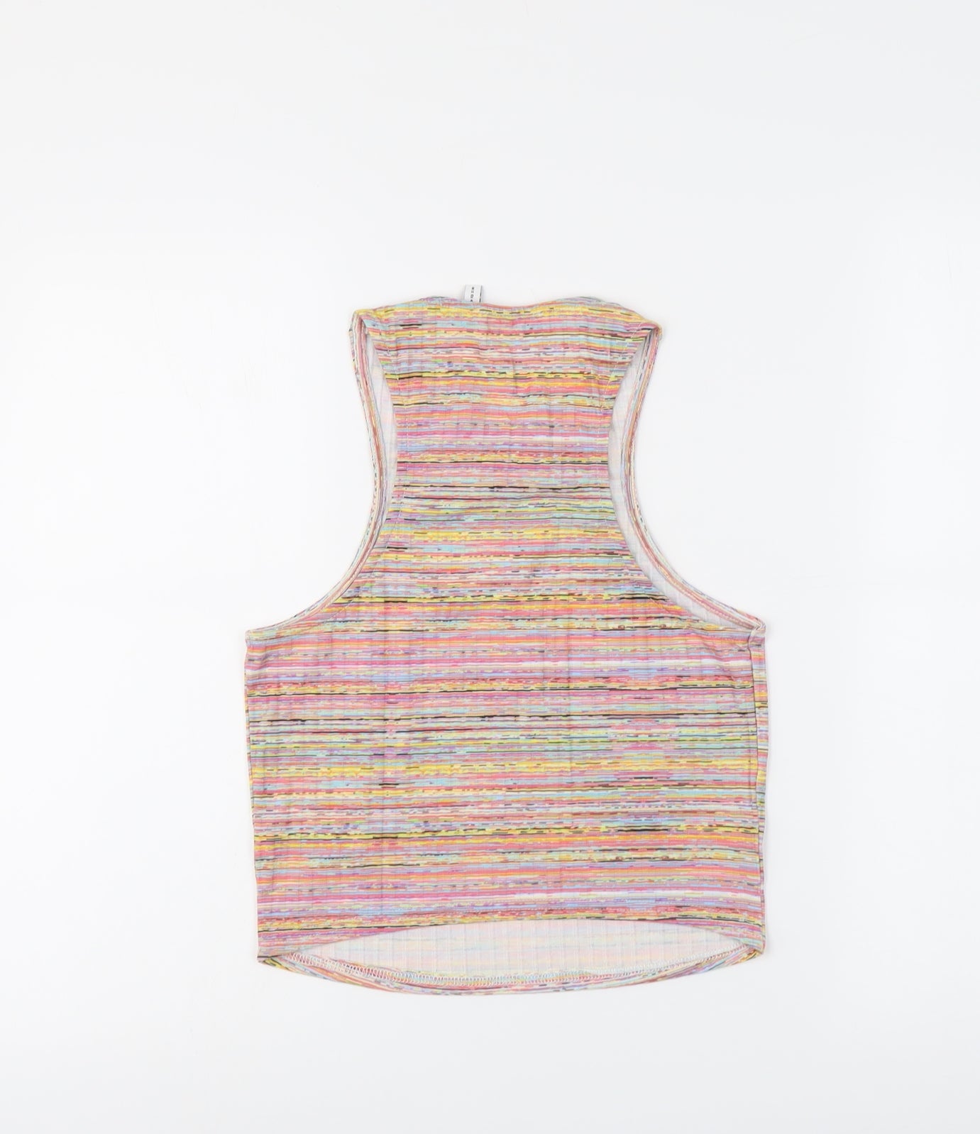 ASOS Womens Multicoloured Striped Polyester Basic Tank Size 12 Round Neck