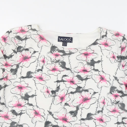 Saloos Womens Multicoloured Floral Polyester Basic T-Shirt Size 16 Boat Neck