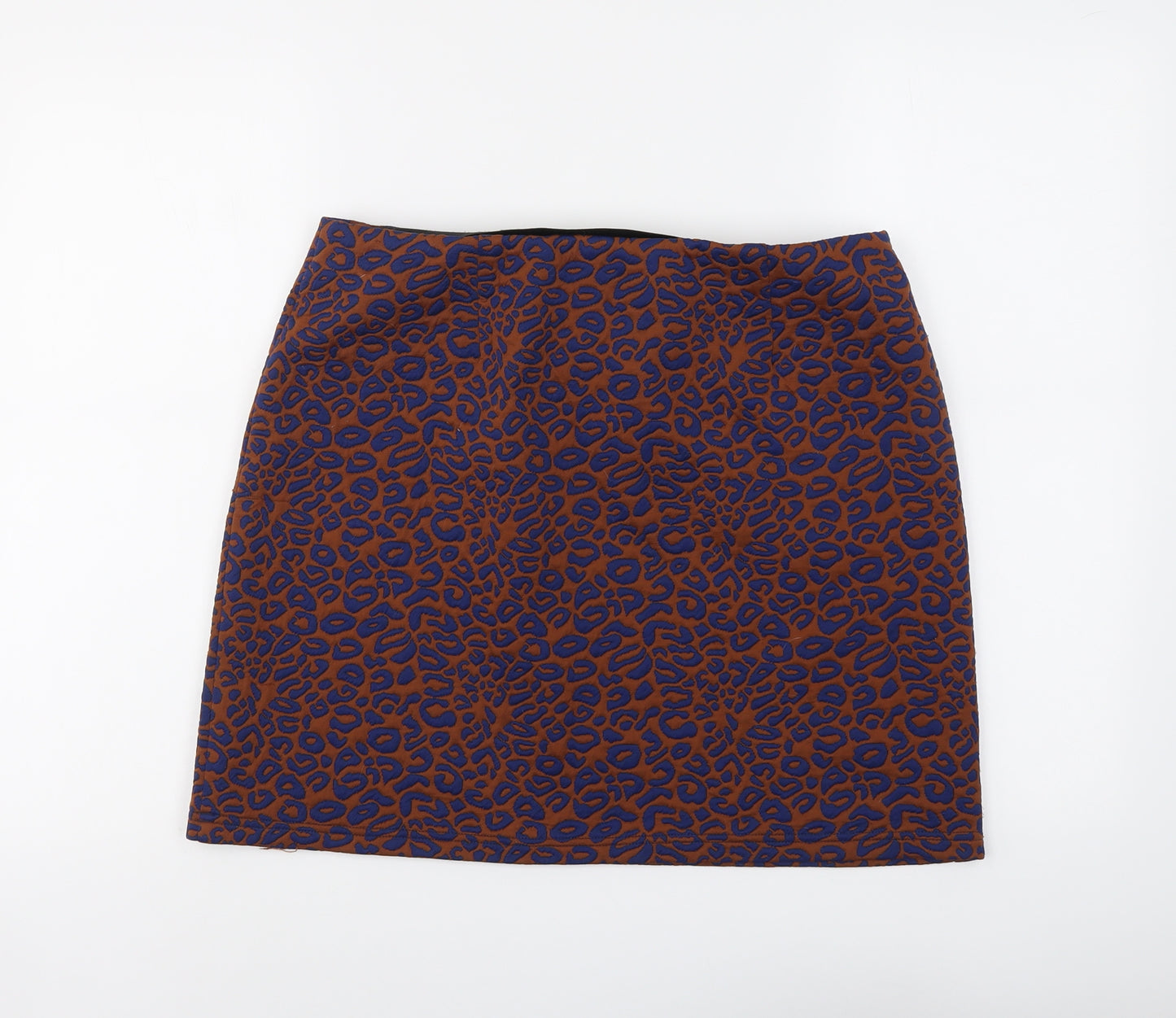 Marks and Spencer Womens Brown Animal Print Polyester A-Line Skirt Size 14 - Leopard Pattern
