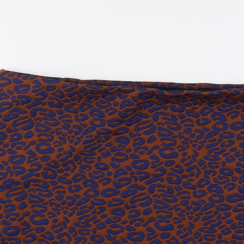 Marks and Spencer Womens Brown Animal Print Polyester A-Line Skirt Size 14 - Leopard Pattern