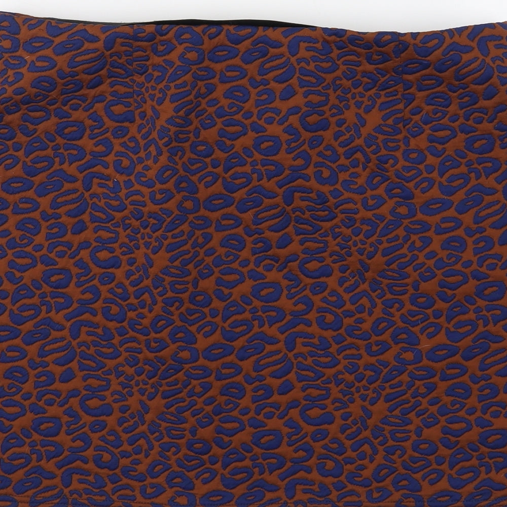 Marks and Spencer Womens Brown Animal Print Polyester A-Line Skirt Size 14 - Leopard Pattern