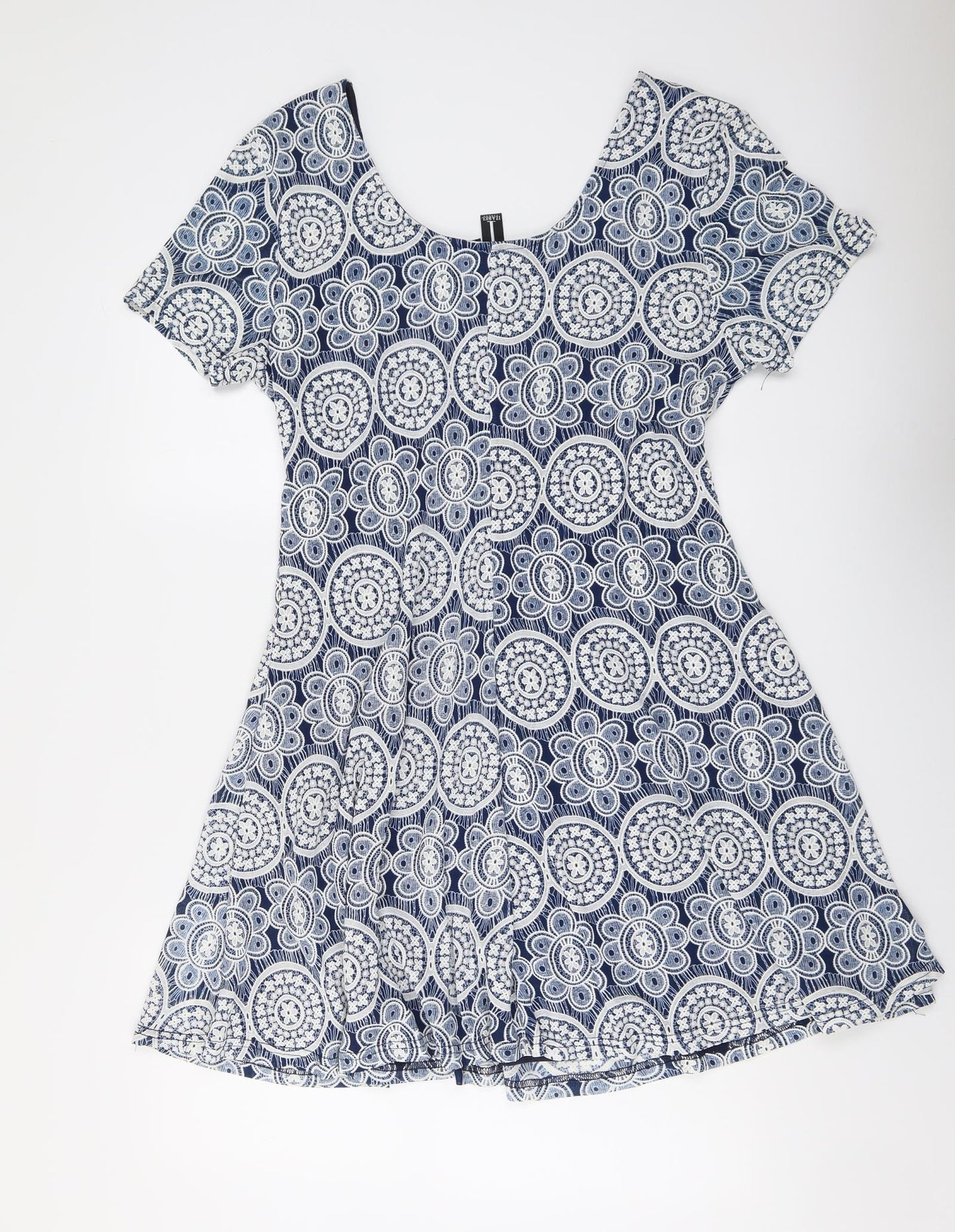 Izabel London Womens Blue Geometric Polyester T-Shirt Dress Size 16 Round Neck Pullover