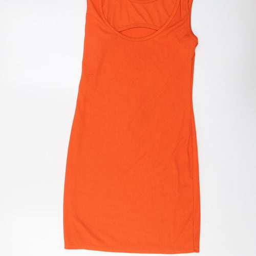 PRETTYLITTLETHING Womens Orange Polyester A-Line Size 12 Round Neck Pullover