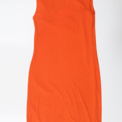PRETTYLITTLETHING Womens Orange Polyester A-Line Size 12 Round Neck Pullover