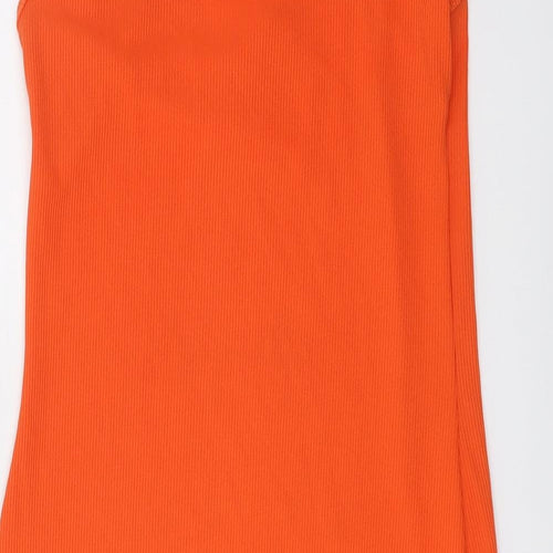 PRETTYLITTLETHING Womens Orange Polyester A-Line Size 12 Round Neck Pullover