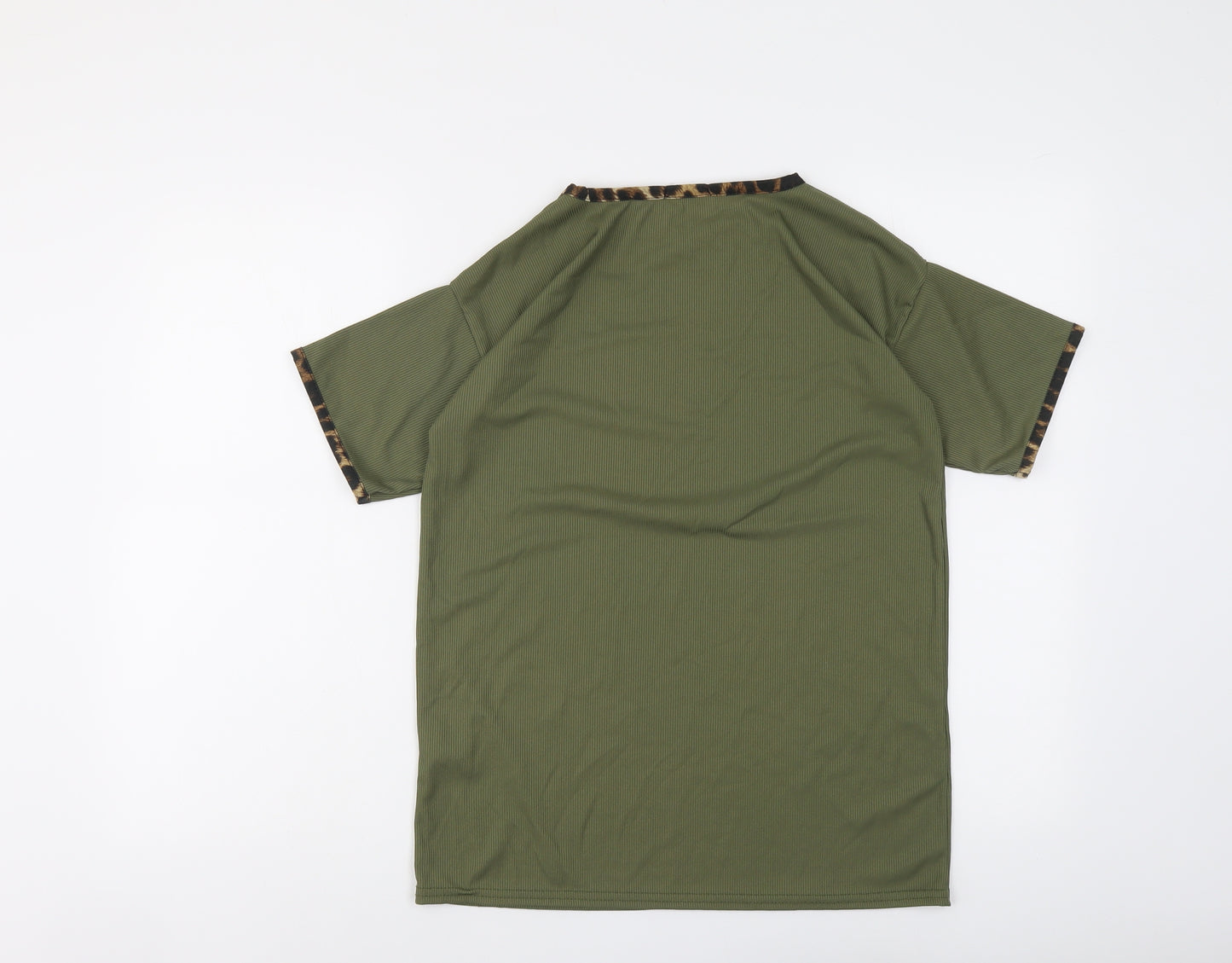 Boohoo Womens Green Polyester Basic Blouse Size 10 Boat Neck - Contrasting Trim