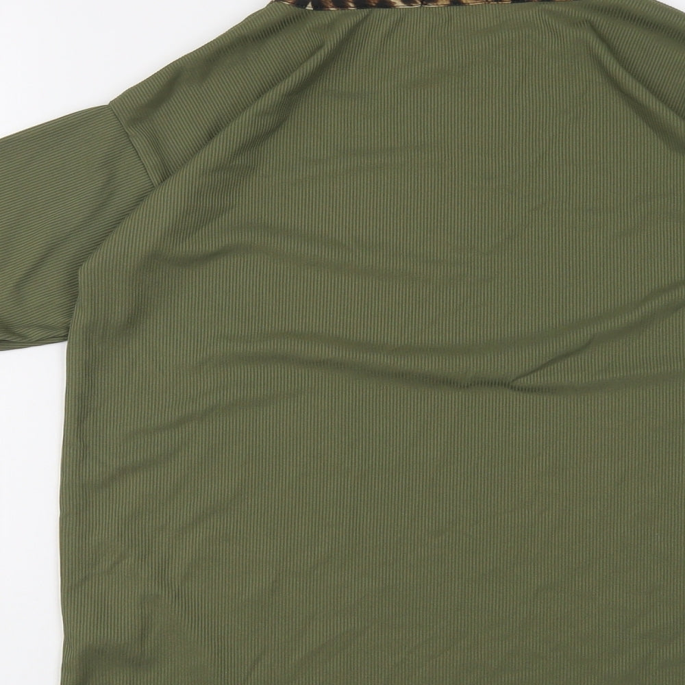 Boohoo Womens Green Polyester Basic Blouse Size 10 Boat Neck - Contrasting Trim
