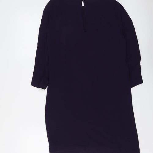 Zara Womens Purple Polyester A-Line Size XS Round Neck Button