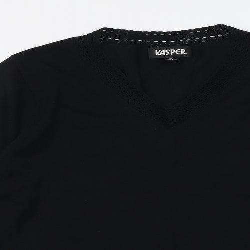 Kasper Womens Black V-Neck Viscose Pullover Jumper Size XL