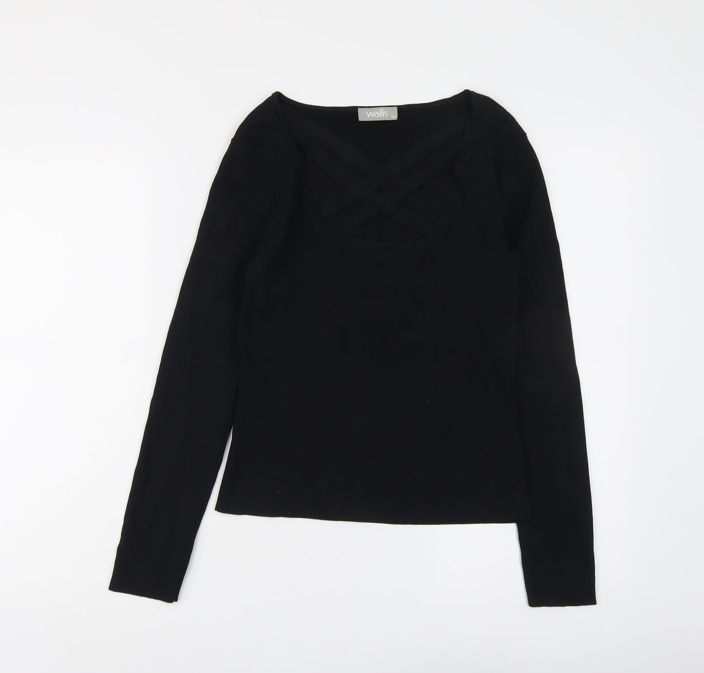 Wallis Womens Black V-Neck Viscose Pullover Jumper Size 10