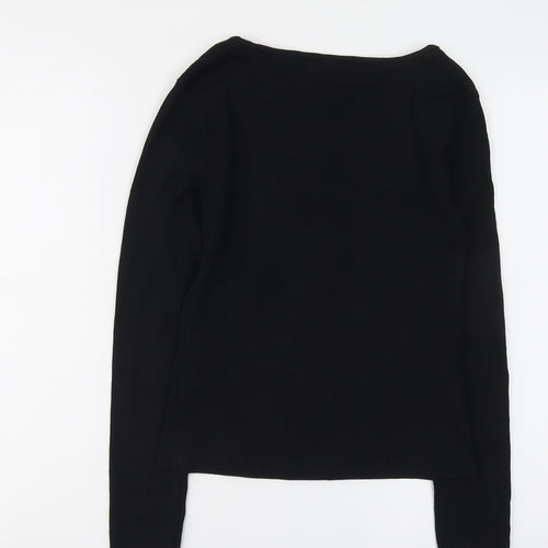 Wallis Womens Black V-Neck Viscose Pullover Jumper Size 10