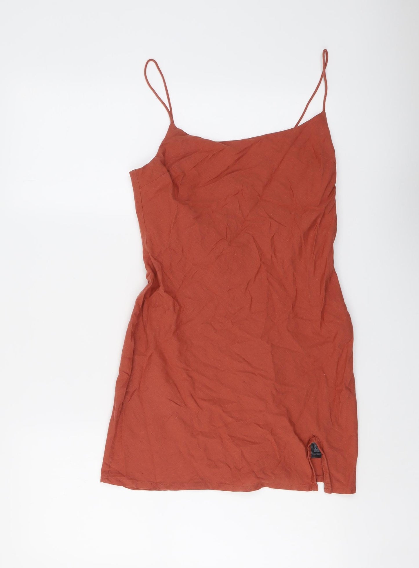 ASOS Womens Red Cotton Slip Dress Size 10 Round Neck Zip