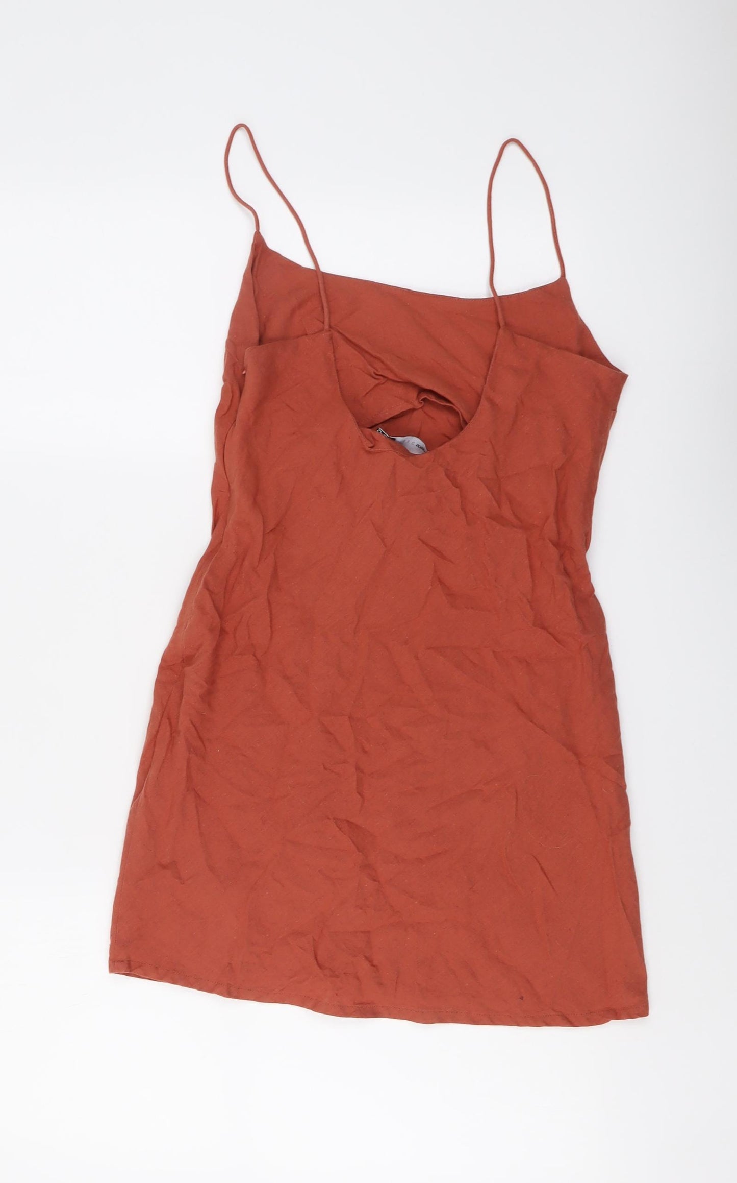 ASOS Womens Red Cotton Slip Dress Size 10 Round Neck Zip