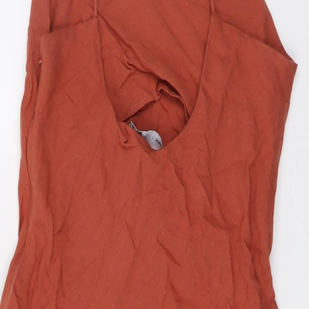 ASOS Womens Red Cotton Slip Dress Size 10 Round Neck Zip