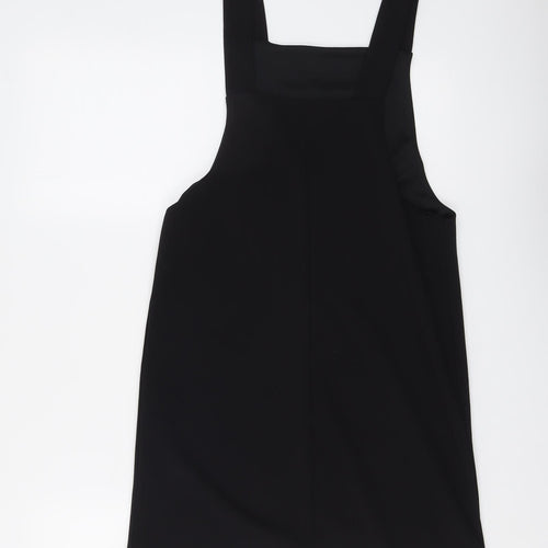 I SAW IT FIRST Womens Black Polyester Pinafore/Dungaree Dress Size 8 Square Neck Pullover