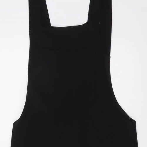 I SAW IT FIRST Womens Black Polyester Pinafore/Dungaree Dress Size 8 Square Neck Pullover