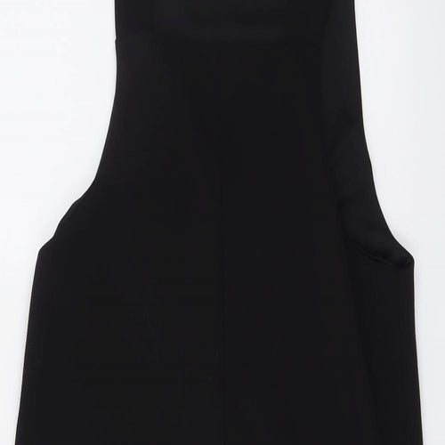 I SAW IT FIRST Womens Black Polyester Pinafore/Dungaree Dress Size 8 Square Neck Pullover