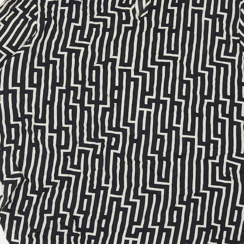 H&M Womens Black Geometric Viscose Basic Blouse Size 12 Boat Neck