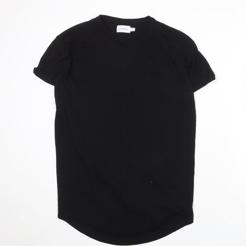 Topman Mens Black Viscose T-Shirt Size M Round Neck