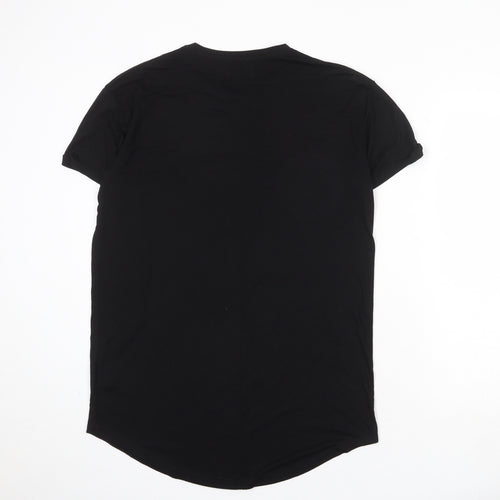 Topman Mens Black Viscose T-Shirt Size M Round Neck