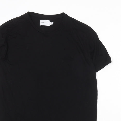 Topman Mens Black Viscose T-Shirt Size M Round Neck