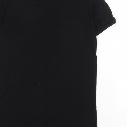Topman Mens Black Viscose T-Shirt Size M Round Neck