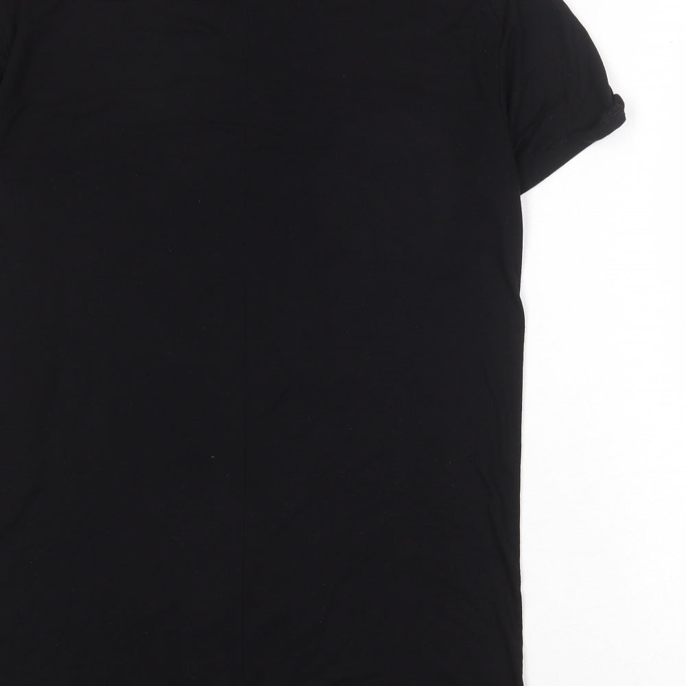 Topman Mens Black Viscose T-Shirt Size M Round Neck