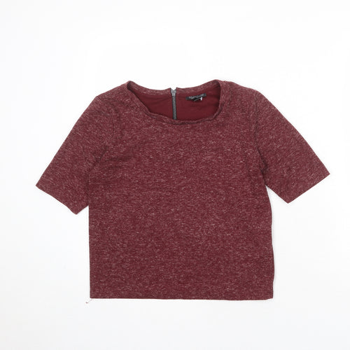 Topshop Womens Red Round Neck Polyester Pullover Jumper Size 6