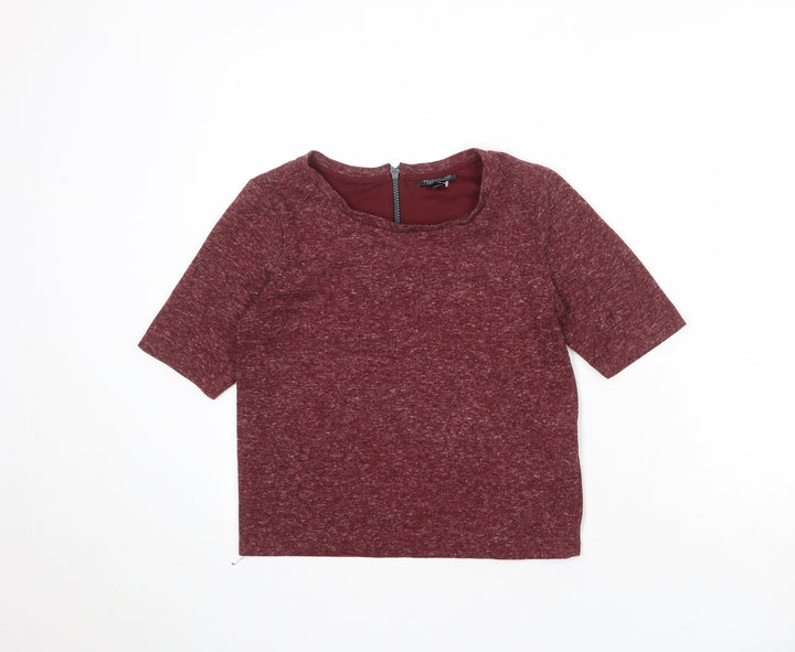 Topshop Womens Red Round Neck Polyester Pullover Jumper Size 6