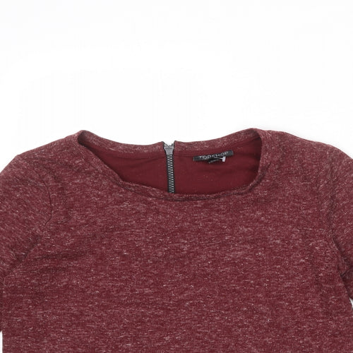 Topshop Womens Red Round Neck Polyester Pullover Jumper Size 6