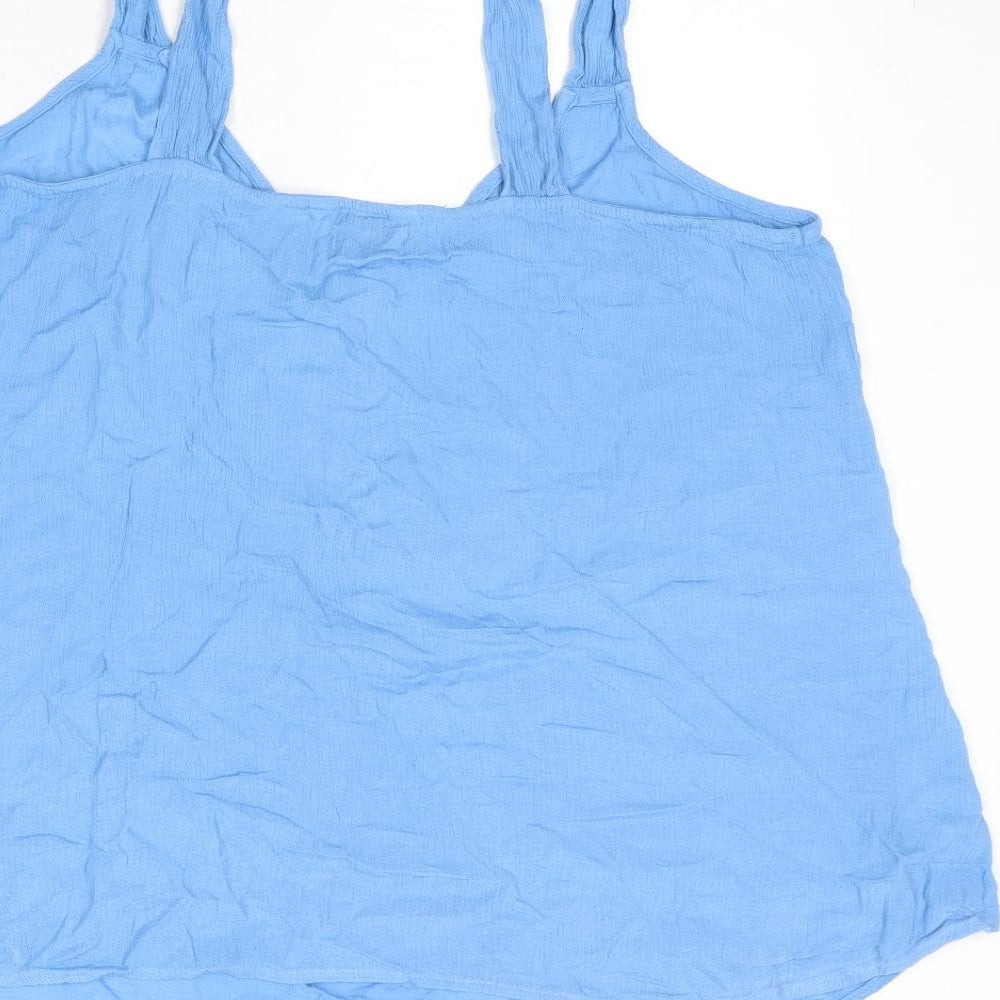 NEXT Womens Blue Viscose Basic Tank Size 16 V-Neck