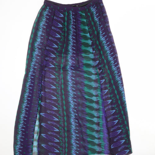 Angie Womens Multicoloured Geometric Polyester Peasant Skirt Size M Zip - Sheer overlay