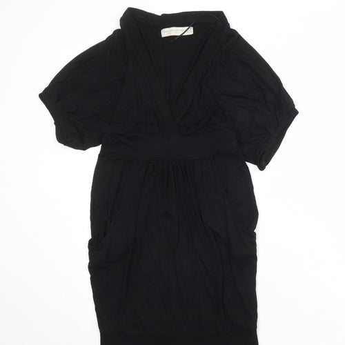 Zara Womens Black Polyester Shift Size M V-Neck Pullover