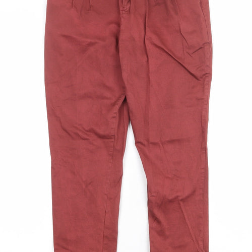 Parisian Womens Red Cotton Carrot Trousers Size 12 Regular Zip