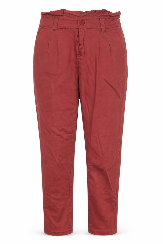 Parisian Womens Red Cotton Carrot Trousers Size 12 Regular Zip