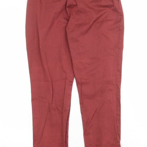 Parisian Womens Red Cotton Carrot Trousers Size 12 Regular Zip