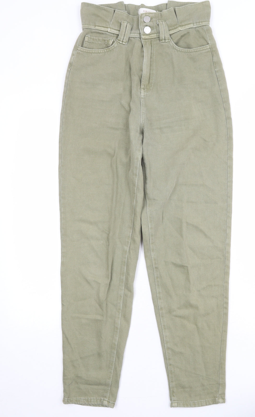 Per Una Womens Green Cotton Mom Jeans Size 8 Regular Zip