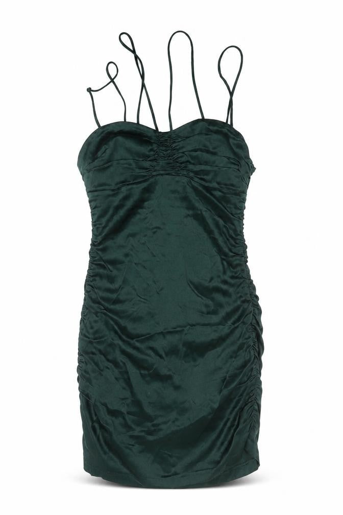 Zara Womens Green Viscose Bodycon Size M Sweetheart Zip