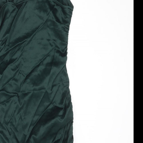 Zara Womens Green Viscose Bodycon Size M Sweetheart Zip