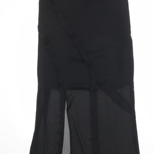 Karen Millen Womens Black Polyester A-Line Skirt Size 10 Zip - Sheer overlay