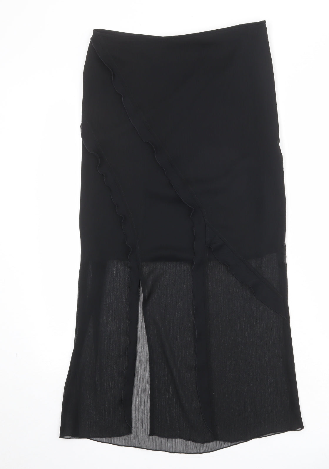 Karen Millen Womens Black Polyester A-Line Skirt Size 10 Zip - Sheer overlay