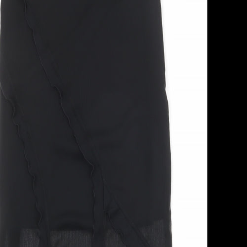 Karen Millen Womens Black Polyester A-Line Skirt Size 10 Zip - Sheer overlay