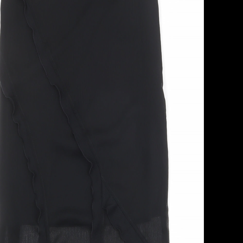 Karen Millen Womens Black Polyester A-Line Skirt Size 10 Zip - Sheer overlay