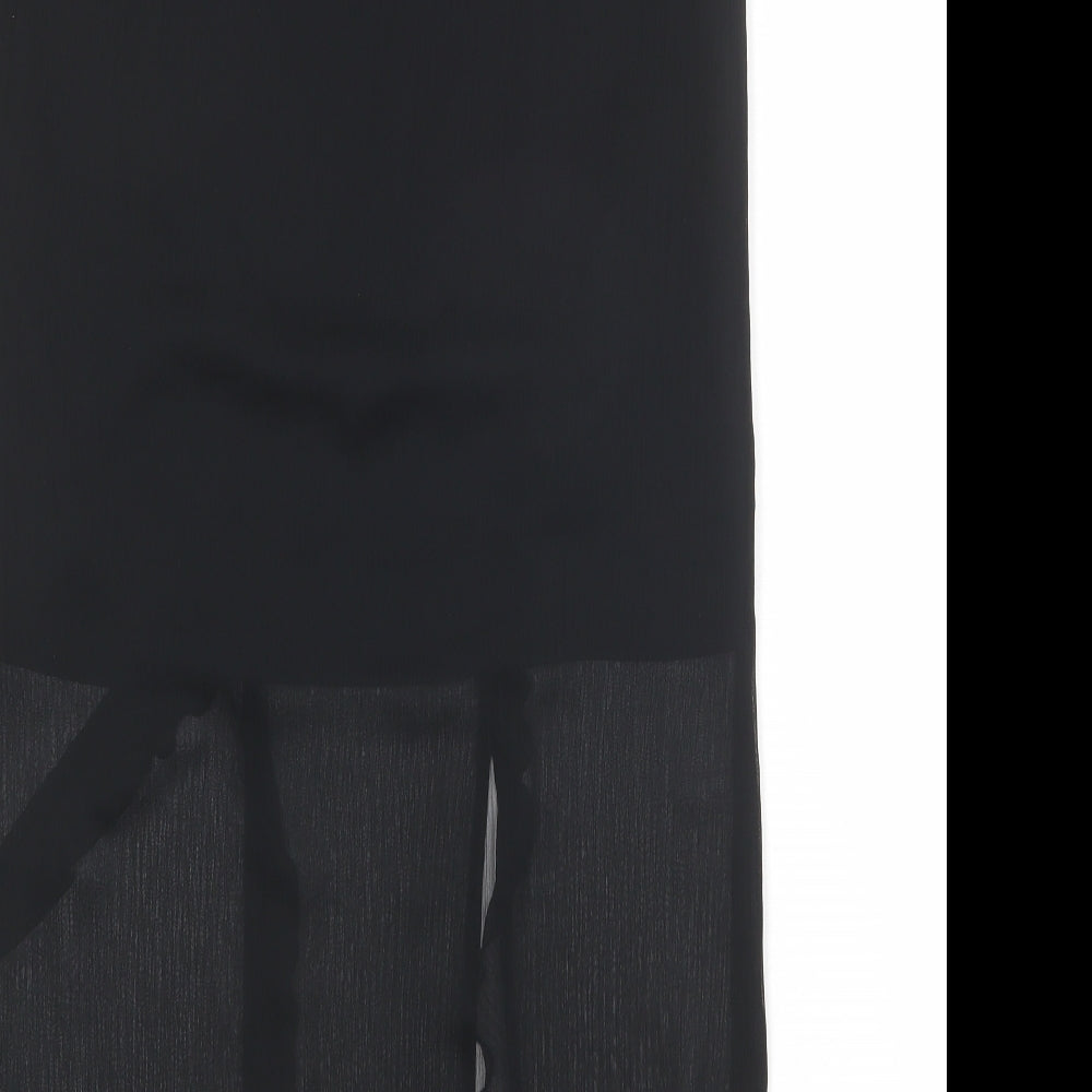 Karen Millen Womens Black Polyester A-Line Skirt Size 10 Zip - Sheer overlay