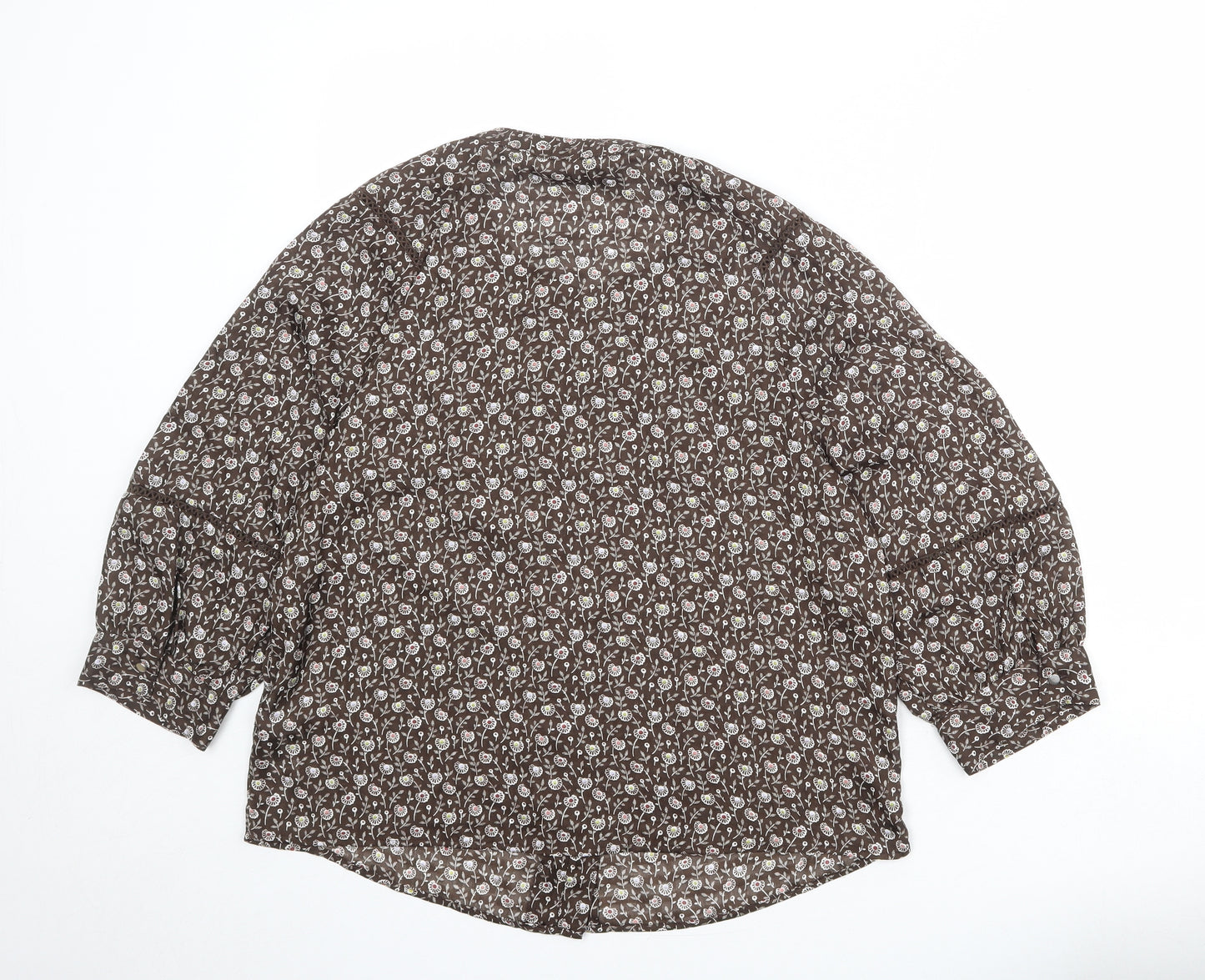 NEXT Womens Brown Geometric Polyester Basic Blouse Size 12 Round Neck