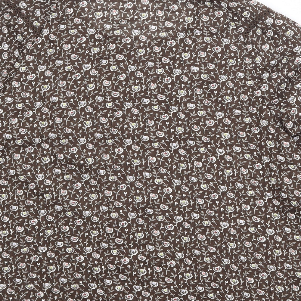 NEXT Womens Brown Geometric Polyester Basic Blouse Size 12 Round Neck