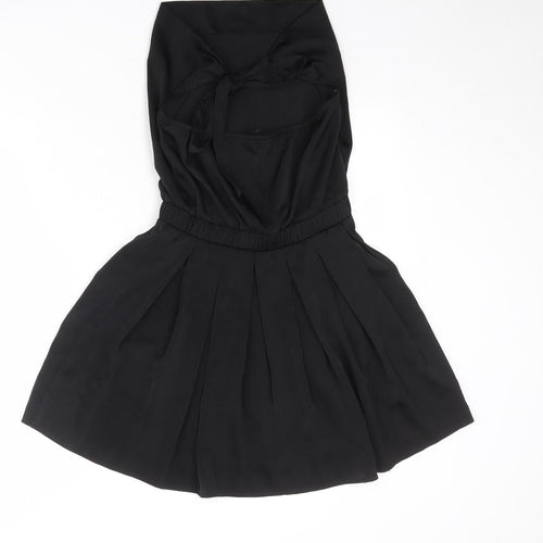 PRETTYLITTLETHING Womens Black Polyester Mini Size 8 Off the Shoulder Zip - Strapless